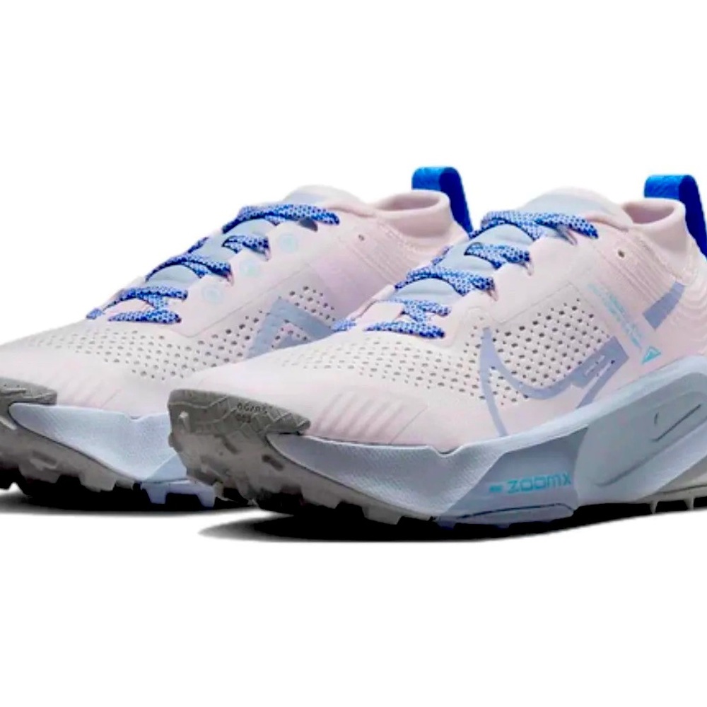 Size 9.5 - Nike ZoomX Zegama Trail Low Pearl Pink Blue Whisper Women